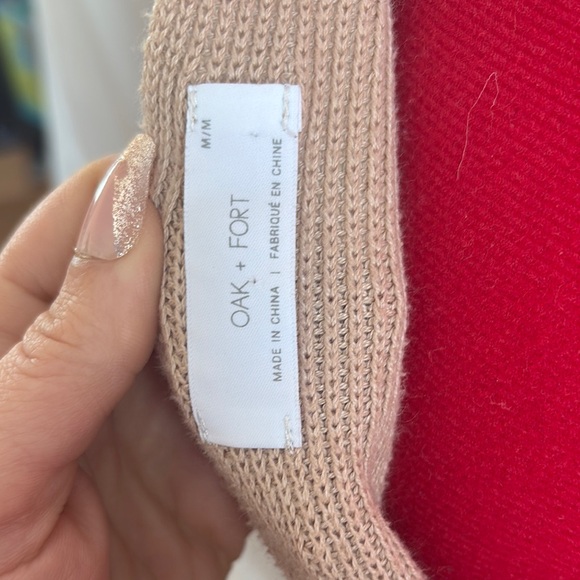 OAK + FORT Tan V-Neck Sweater with Wrap Style MM203 - Picture 2 of 6